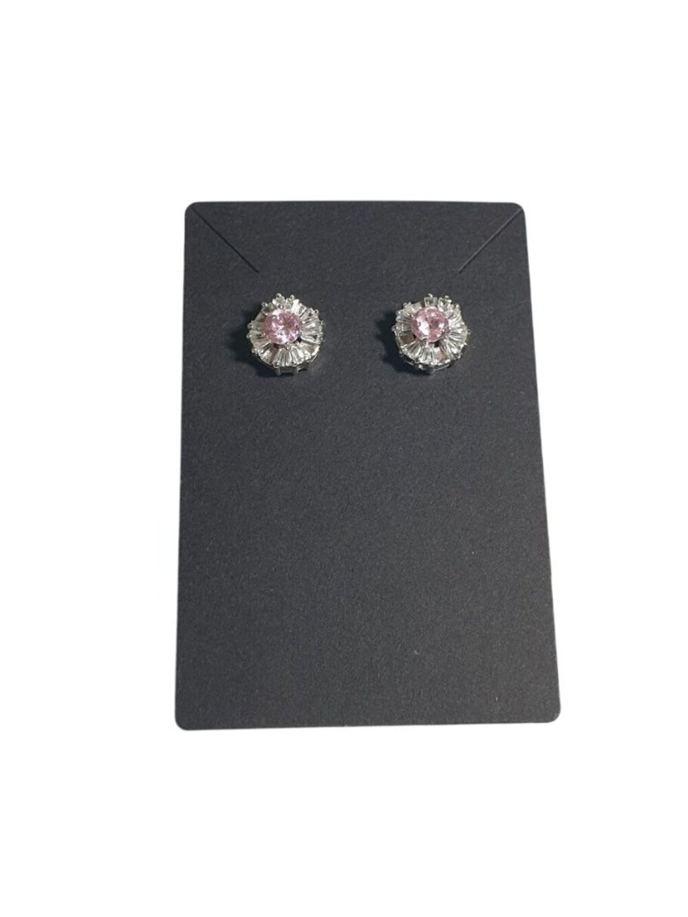 Pink Crystal Clear Starburst Stud Earrings Elegant Sparkling Jewelry Gift Women